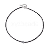 3mm Faceted Round Natural Black Spinel Beaded Necklaces NJEW-JN05127-4