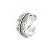 Leaf Wrap Alloy Open Cuff Ring for Women RJEW-N029-102-3