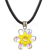 Glass Rhinestone & Glass Seed Beads Beaded Flower Pendant Necklaces NJEW-MZ00078-02-2