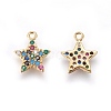 Brass Cubic Zirconia Charms KK-O119-17G-1