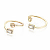 Brass Micro Pave Clear Cubic Zirconia Peg Bails Cuff Finger Ring Settings X-KK-S360-011-NF-2