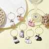 12pcs Cat Alloy Pendants Wine Glass Charms Sets AJEW-JO00251-5