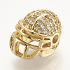 Brass Micro Pave Cubic Zirconia Football Helmet Beads ZIRC-S061-52G-2