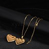 304 Stainless Steel Heart Locket Pendant Cable Chain Necklaces for Women NJEW-M050-04C-G-2