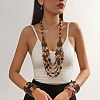 Wood Beaded Multilayer Necklaces & Beaded Bracelets & Dangle Earrings Sets WG7BAAE-02-2