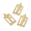 Rack Plating Brass Micro Pave Clear Cubic Zirconia Pendants ZIRC-I058-20G-1