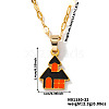 Halloween Stainless Steel Dark Orange Enamel Haunted House Pendant Necklaces European American Fashion Jewelry XI0912-3