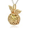 Golden Tone Brass Hollow Round Cage Pendants KK-J233-06G-2