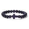 Synthetic Blue Goldstone Round Beads Stretch Bracelets YG0612-21-1