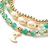 3Pcs Natural Agate & Pearl Beaded Stretch Bracelets Set BJEW-JB08089-05-5