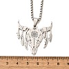 Punk Style 304 Stainless Steel Laser Cut Cattle Head Pendant Box Chain Necklaces for Women Men NJEW-E156-04P-5