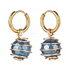 Round Natural Agate Beads Dangle Huggie Hoop Earrings EJEW-JE04718-01-5
