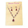 Teardrop Alloy Rhinestone Necklaces & Stud Earring Sets for Women SJEW-U001-01P-03-2