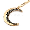 Alloy Crescent Moon Pendant Necklaces with Ore Chips PW23031648300-2