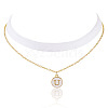Alloy Enamel Letter Pendant Single Face White Velvet Ribbon & Brass Chain Double Layered Choker Necklaces NJEW-TAC0036-2