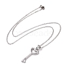 Non-Tarnish 304 Stainless Steel Heart Skeleton Key Pendant Necklace for Women STAS-E154-17P-2