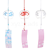 BENECREAT 3Pcs 3 Styles Japanese Glass Round with Sakura Pattern Wind Chimes HJEW-BC0001-56-1