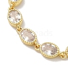 Oval Brass Pave Cubic Zirconia Link Chain Bracelets for Women BJEW-P385-02G-05-2