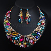 Alloy Rhinestone Pendant Necklaces & Teardrop Stud Dangle Earring Sets for Women WG99E9F-06-1