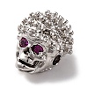 Skull Shape Rack Plating Brass with Cubic Zirconia Beads KK-S406-16P-2