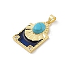 Brass Pave Synthetic Turquoise Pendants KK-U047-20G-02-2