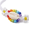 Cowrie Shell & Glass Seed Braided Bead Bracelets BJEW-JB11081-03-3