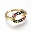 Brass Micro Pave Cubic Zirconia Cuff Rings RJEW-K232-08G-03-2