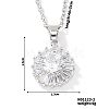 Brass Pave Cubic Zirconia Geometric Flat Round Pendant Necklaces TG3977-2-1