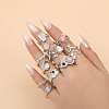 11Pcs Alloy Micro Pave Cubic Zirconia Cuff Rings for Women PW-WGF391D-01-1