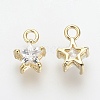 Brass Cubic Zirconia Charms KK-R015-108G-2