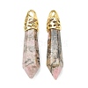 Bullet Natural Rhodonite Pointed Pendants G-E332-C42-G-1