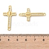 Rack Plating Brass Cubic Zirconia Religion Cross Connector Charm KK-C084-11A-G-3