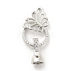 Butterfly with Ring Brass Micro Pave Clear Cubic Zirconia Fold Over Clasps KK-G425-02P-1