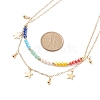 Brass Star Charms Double Layer Necklace with Colorful Glass Beaded for Women NJEW-TA00050-5