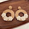 Bohemian Style Raffia & Cloth Dangle Stud Earrings FS-WG07AB6-01-1