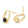 Rack Plating Brass Twist Oval Stud Earrings with Enamel EJEW-D061-01G-3