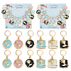 Alloy Enamel Flat Round/Square with Rose Pendant Locking Stitch Markers HJEW-AB00004-1