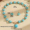 Bohemian Style CCB Plastic with Synthetic Turquoise Round Beaded Pendant Necklaces & Dangle Earrings Sets FS-WG8FAC9-01-4