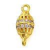 Brass Micro Pave Clear Cubic Zirconia Hollow Oval Connector Charms KK-A230-05A-G-1