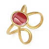 Oval 304 Stainless Steel Enamel Cuff Rings for Women RJEW-G355-03G-02-4