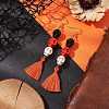 3 Pairs 3 Colors Halloween Skull Synthetic Dyed Turquoise Dangle Earrings EJEW-JE05883-4