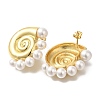 Rack Plating Shell Shape Brass Stud Earrings EJEW-H016-02G-2