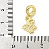 Rack Plating Brass Pave Clear AB Cubic Zirconia Unicorn European Dangle Charms KK-Z067-56G-3