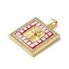 Square with Cross Brass Micro Pave Cubic Zirconia Pendants KK-K385-039G-3