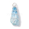 Electroplated Natural Quartz Crystal Copper Wire Wrapped Pendants PALLOY-JF02676-02-4