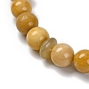 Natural Yellow Jade Beads Stretch Bracelets BJEW-A025-01J-3