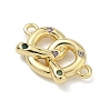 Brass Micro Pave Cubic Zirconia Heart Biscuit Connector Charms KK-G548-06G-02-2