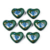 Flower Printed Opaque Acrylic Heart Beads SACR-S305-28-N02-1