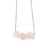 Natural Rose Quartz Chip Pendant Necklaces NJEW-JN05097-01-1