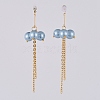 Eco-Friendly Glass Pearl Dangle Stud Earrings EJEW-JE03813-04-3